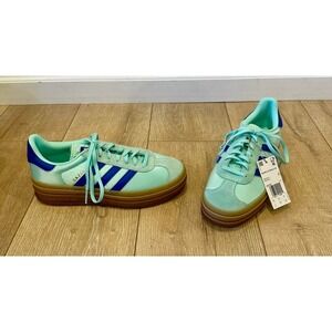 adidas Originals Gazelle Bold Mint Blue Metallic Gold Casual J12702 Womens 8
